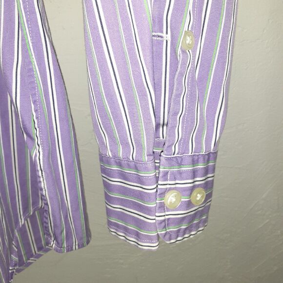 Ralph Lauren Custom Fit Adult Mens 16 1/2 32/33 Purple Striped Long Sleeve... - Picture 6 of 10
